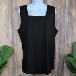 Wiholl Black Square Neck Tank Top XXL           W199